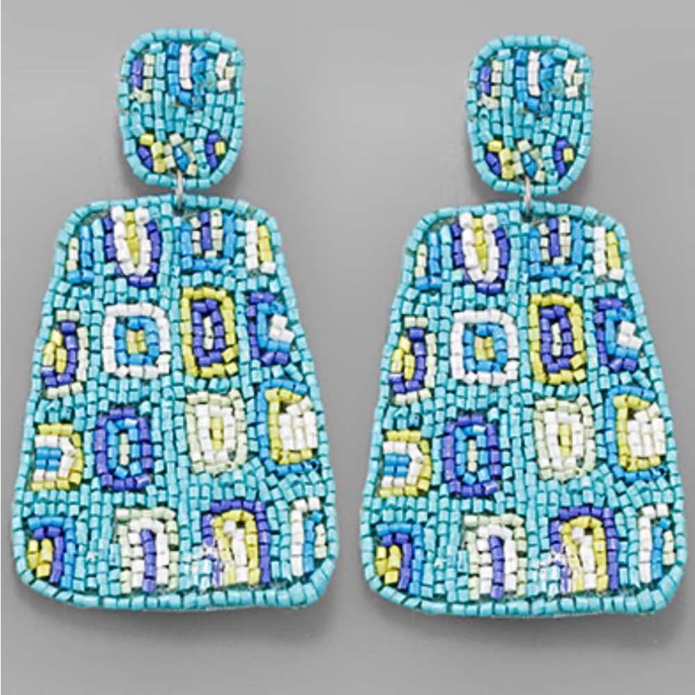 Aqua Blue Seed Bead Earrings